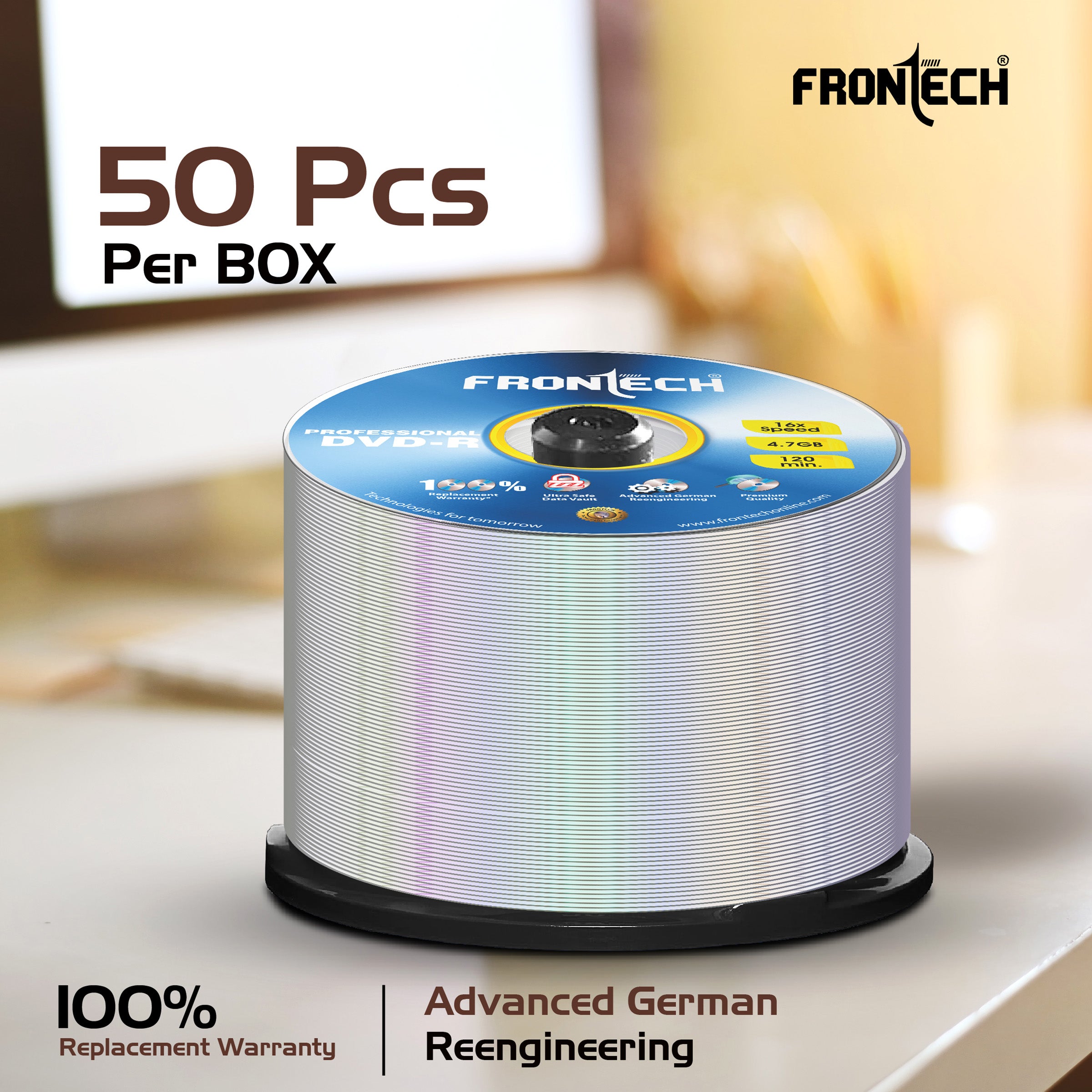 Frontech Professional DVD 4.7GB Media 120 Mins 16X Multi Speed - Pack of 50 (DVD-0003) Frontech Professional DVD 4.7GB Media 120 Mins 16X Multi Speed - Pack of 50 (DVD-0003)